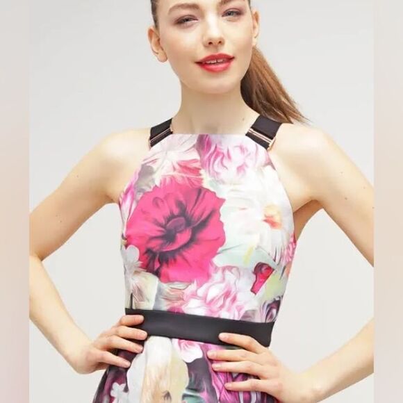 Ted Baker Samra Floral-Swirl Skater Dress, Fuchsia - US Size 4 NWOT - Picture 3 of 15